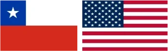 Banderas Chile y Estados Unidos